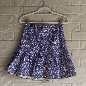 Tanya Taylor Floral Ruffle Mini Skirt - Size Small - Vibrant & Flirty!